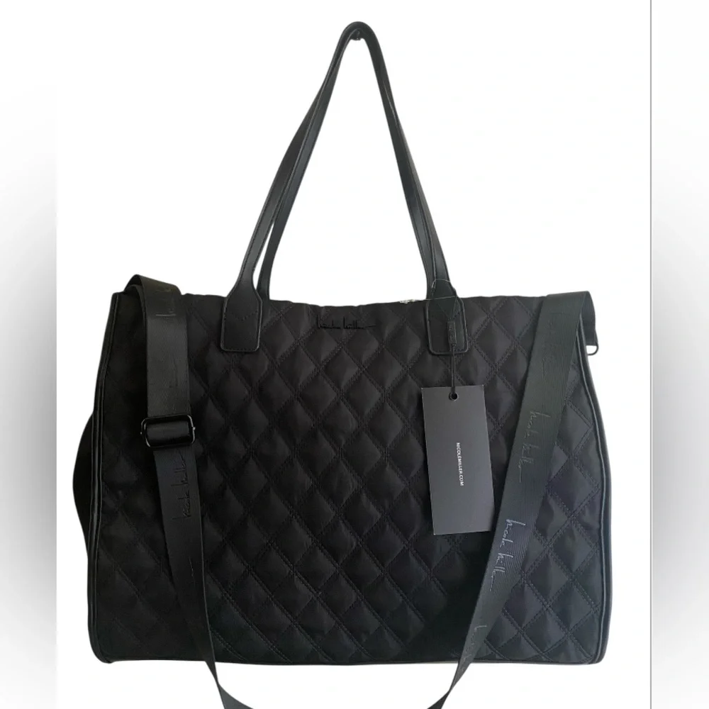 Nicole Miller Black Quilted Tote Bag - Picture 3 of 6